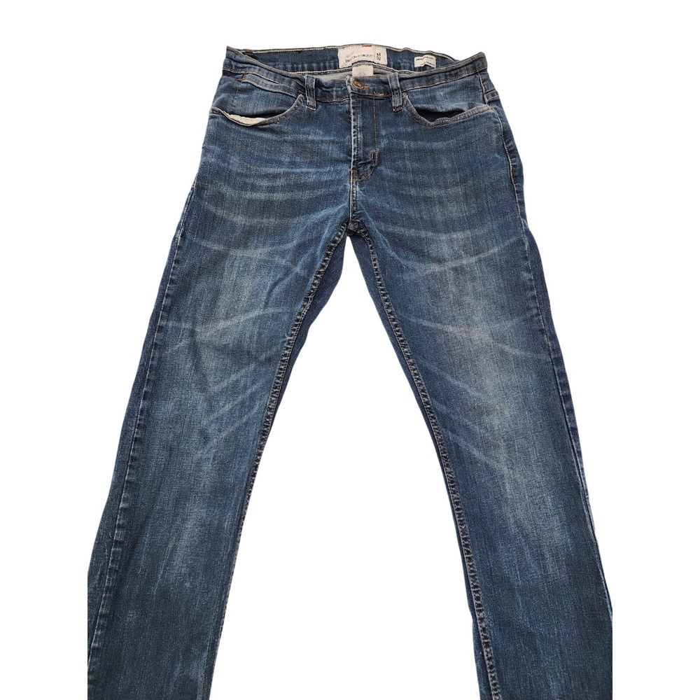 Paper Denim & Cloth Mens Slim Straight Jeans Blue Medium Wash 34x32 Stretch